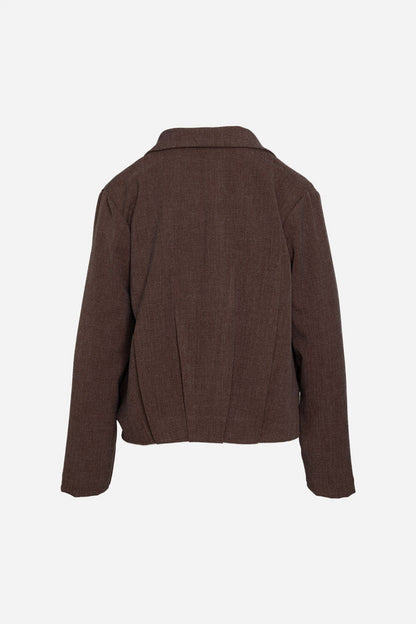 Brown Textured Jacket with Button Closure