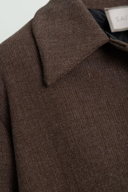 Brown Textured Jacket with Button Closure