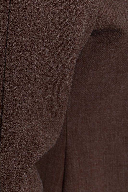 Brown Textured Jacket with V-Neckline