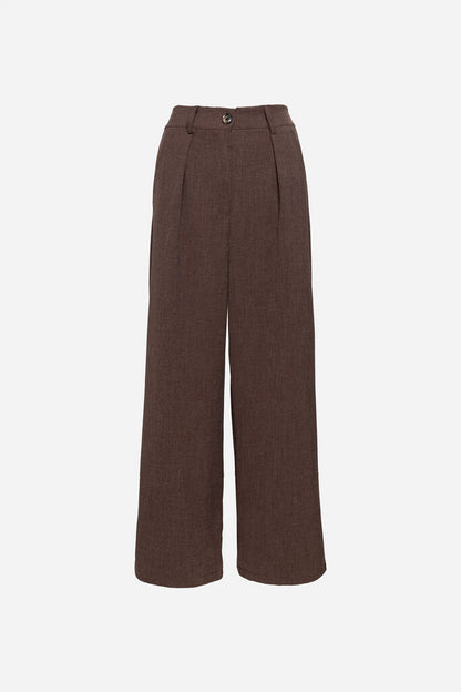 Brown Wide-Leg Trousers with High Waist