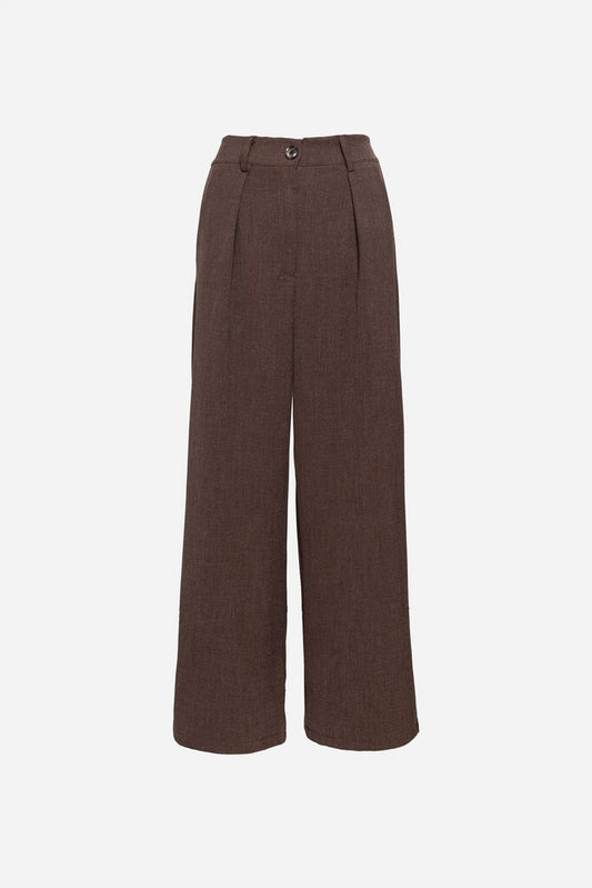 Brown Wide-Leg Trousers with High Waist