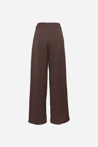 Brown Wide-Leg Trousers with High Waist