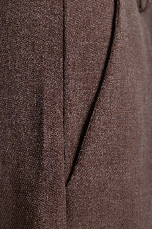 Brown Wide-Leg Trousers with High Waist