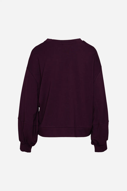 Eggplant Oversized Sweatshirt with Embroidered Detail