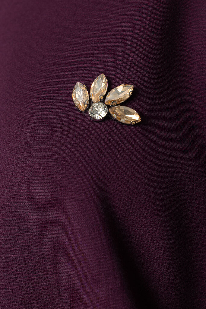 Eggplant Oversized Sweatshirt with Embroidered Detail