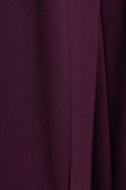 Plum Wide-Leg Trousers with Pleated Detail