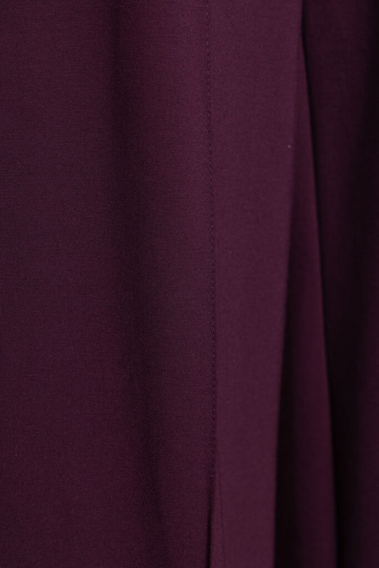 Plum Wide-Leg Trousers with Pleated Detail