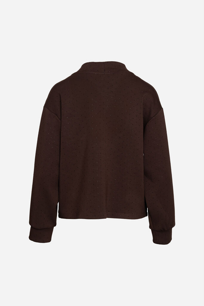 Dark Brown Textured Knit V-Neck Relaxed Pullover