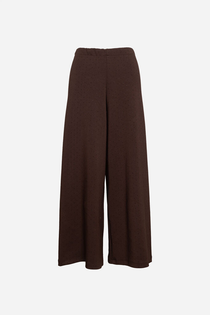 Chocolate Brown Wide-Leg Pants with Subtle Texture