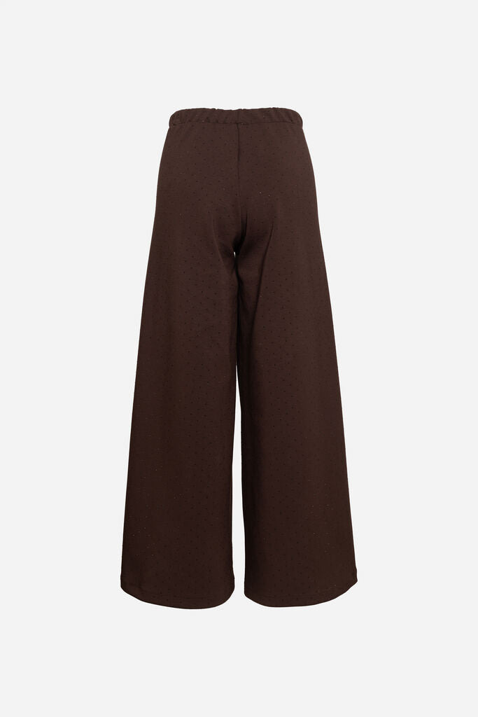 Chocolate Brown Wide-Leg Pants with Subtle Texture