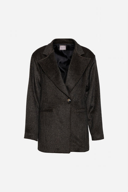 Charcoal Textured Single-Button Blazer