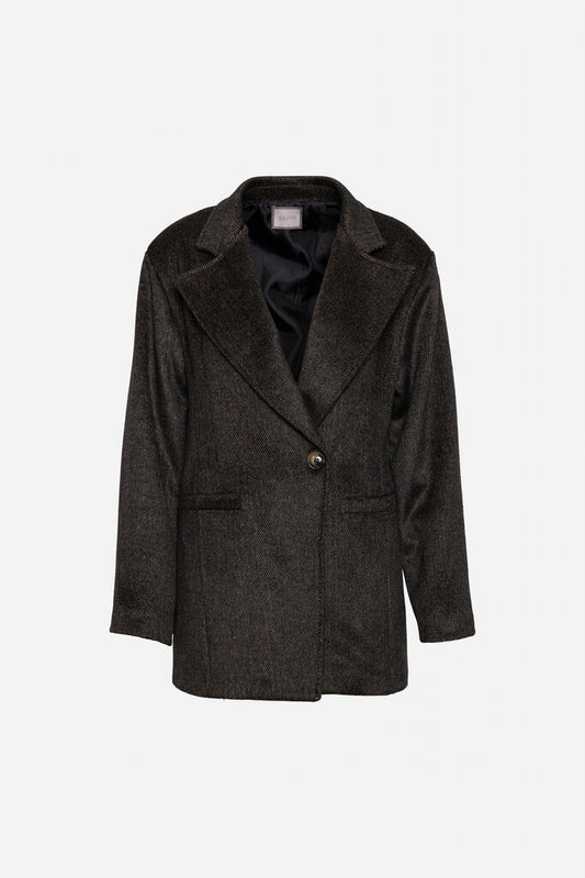 Charcoal Textured Single-Button Blazer