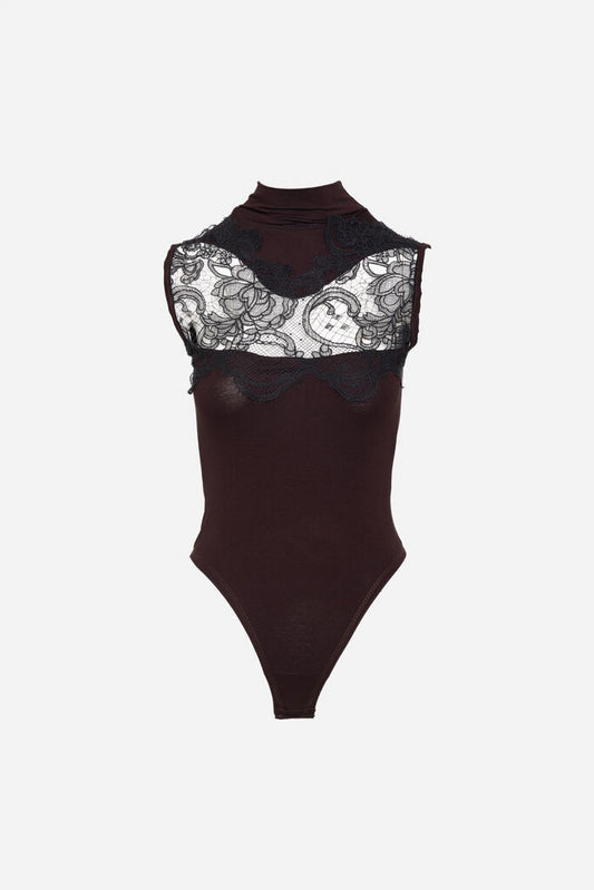 Black Lace Detail Bodysuit with Elegant Design