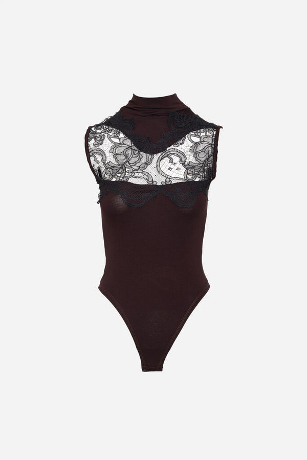 Black Lace Detail Bodysuit with Elegant Design