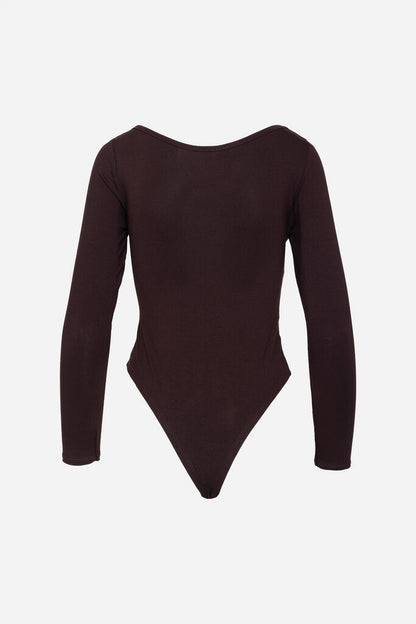 Black Lace Detail Long Sleeve Bodysuit