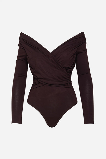 Chocolate Wrap Long Sleeve Bodysuit