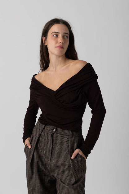 Chocolate Wrap Long Sleeve Bodysuit