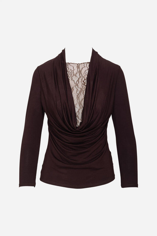 Elegant Drape Top with Lace Detail