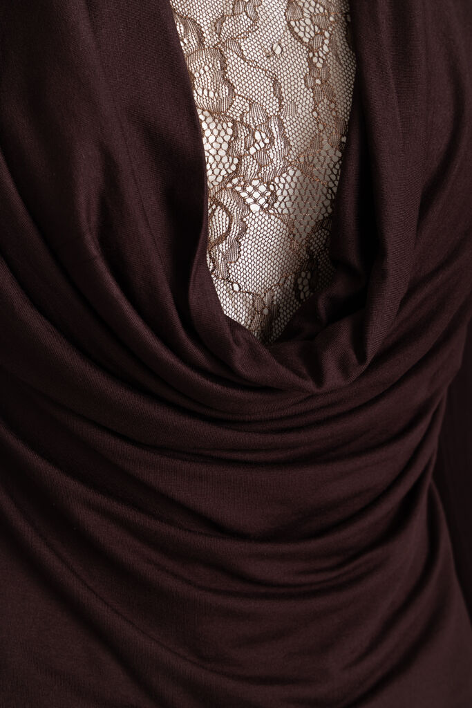 Elegant Drape Top with Lace Detail