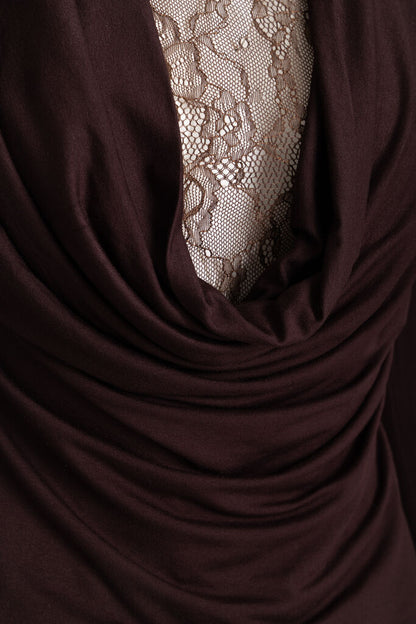 Elegant Drape Top with Lace Detail