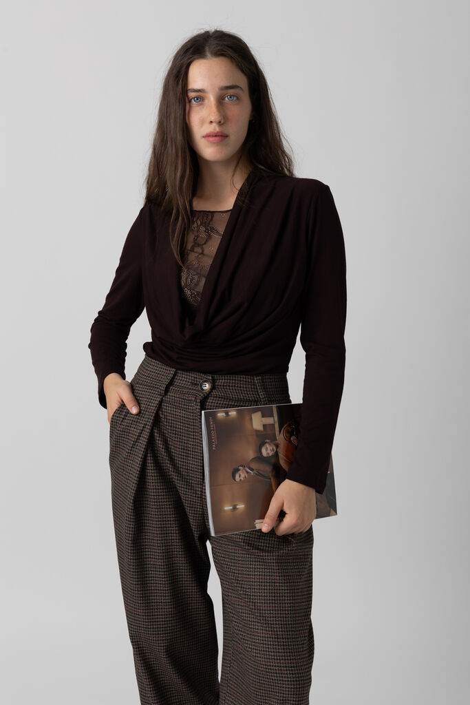 Elegant Drape Top with Lace Detail