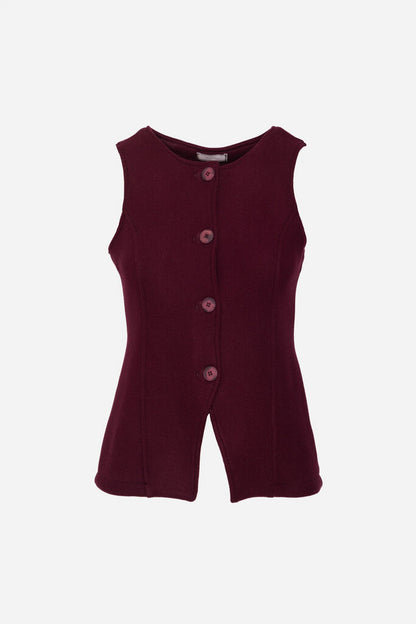 Burgundy Wool Blend Buttoned Vest