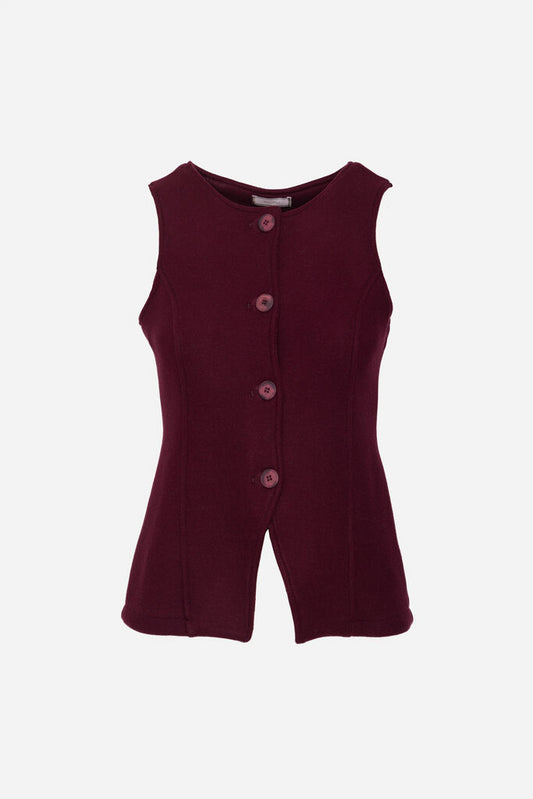 Burgundy Wool Blend Buttoned Vest