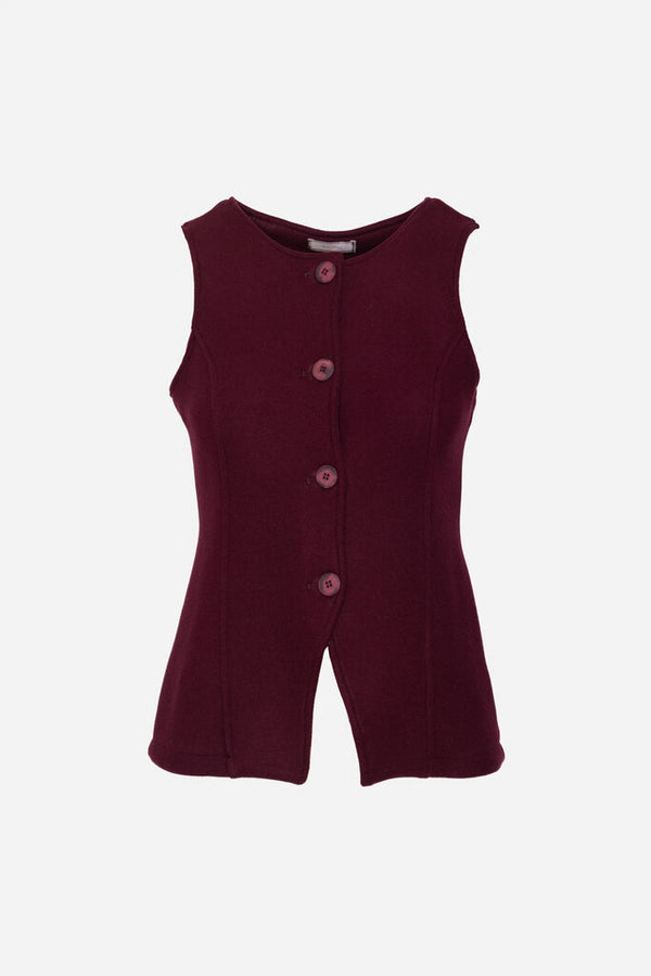 Burgundy Wool Blend Buttoned Vest