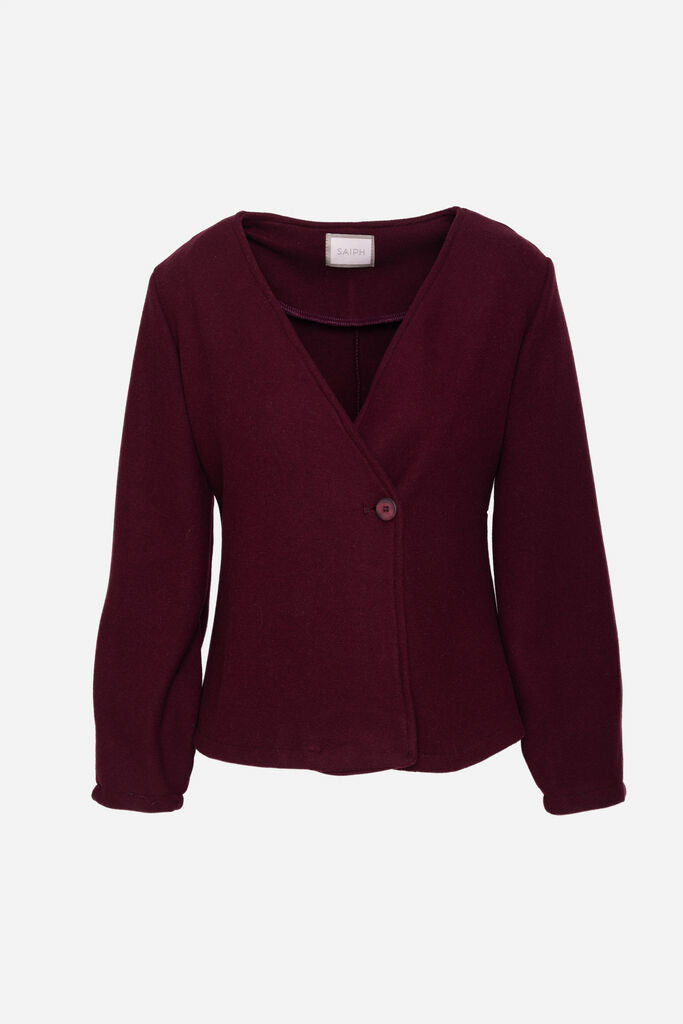 Deep Burgundy Textured Button-Up Jacket