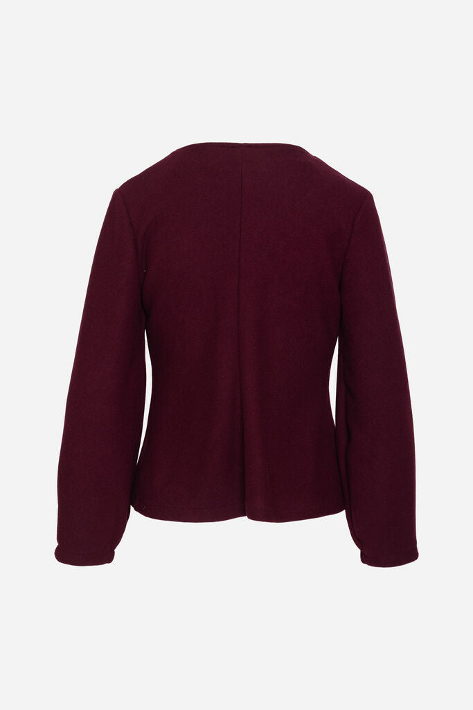 Deep Burgundy Textured Button-Up Jacket