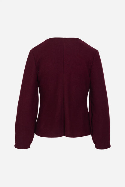 Deep Burgundy Textured Button-Up Jacket