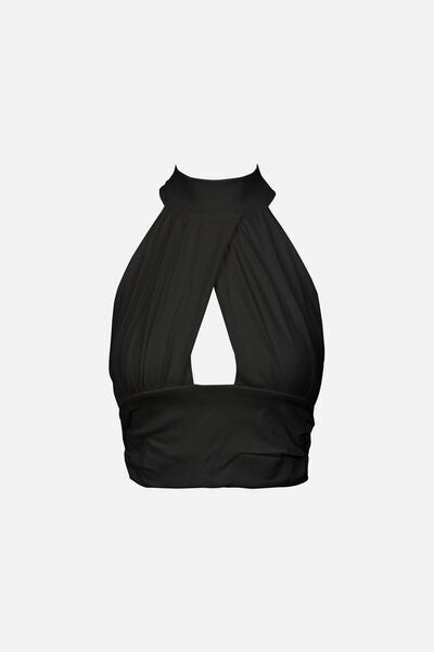 Black Halter Top with Front Cutout