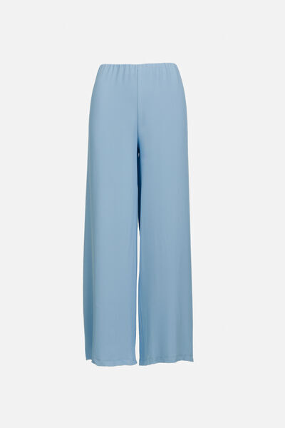 Sky Blue Wide-Leg Pants with Elastic Waist