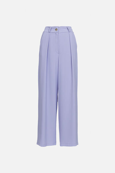 Lavender Tailored Wide-Leg Trousers with High Waist