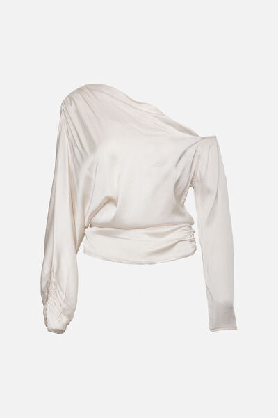 White Asymmetrical Top with One Sleeve