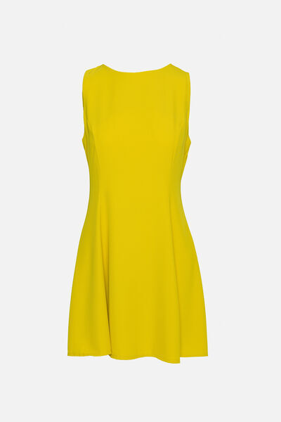 Yellow A-Line Dress with Sleeveless Design