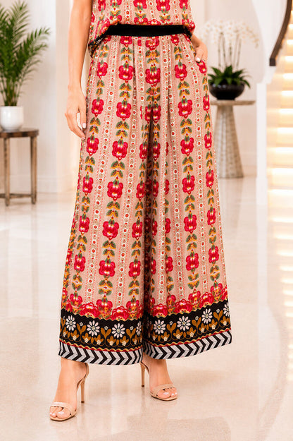 Vibrant Floral Wide-Leg Pants