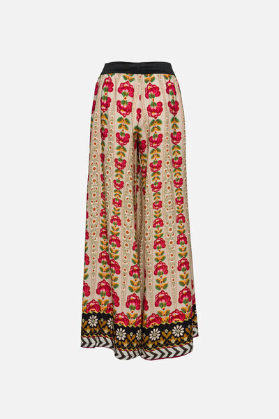 Vibrant Floral Wide-Leg Pants