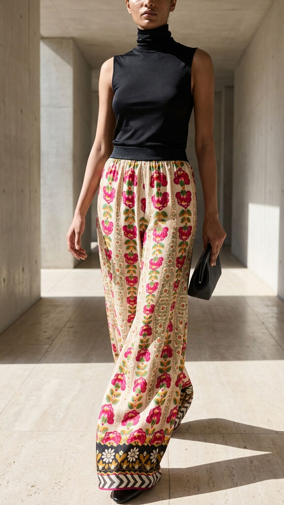 Vibrant Floral Wide-Leg Pants