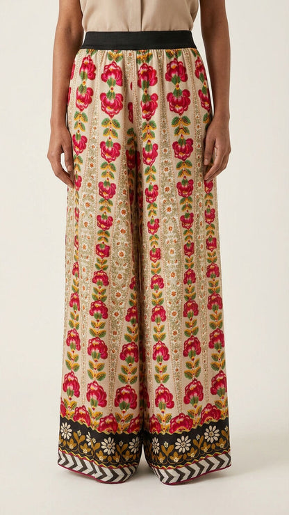 Vibrant Floral Wide-Leg Pants