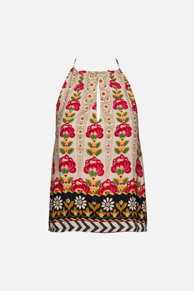 Multicolor Floral Print Sleeveless Halter Dress