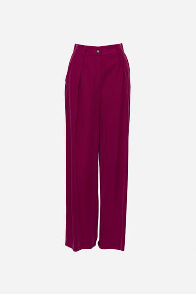 Plum Wide-Leg Trousers with High Waist