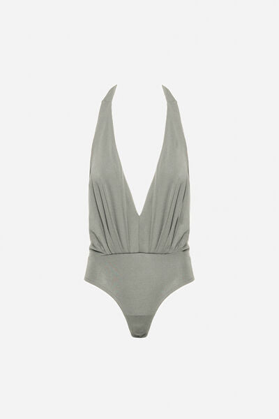 Sleek Halter Bodysuit with Plunge Neckline