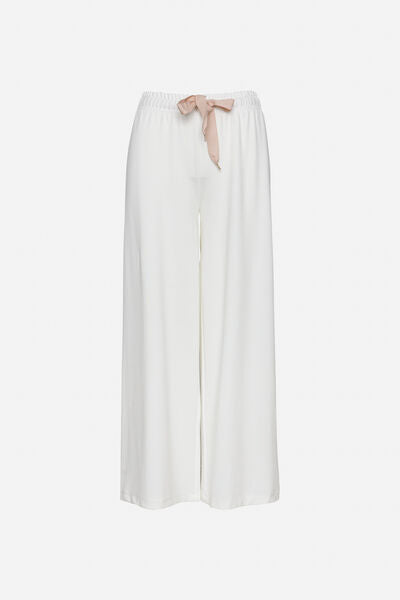White Wide-Leg Pants with Elastic Waist
