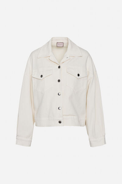Ivory Denim Jacket with Button Front