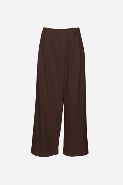 Brown Wide-Leg Trousers with Adjustable Closure