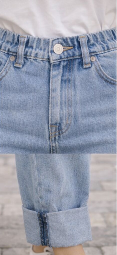 Light Blue Denim Cropped Jeans with Rolled Cuffs