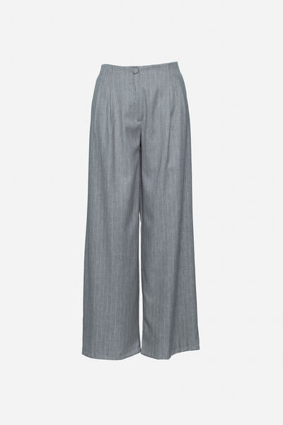 Gray Tailored Wide-Leg Trousers