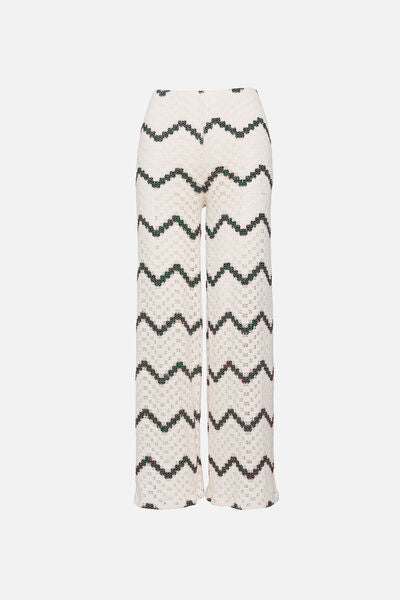 Black and White Chevron Wide-Leg Pants