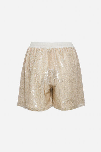 Gold Sequin Shorts with Drawstring Waist
